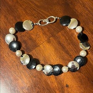 Elegant Black and Silver Beaded Bracelet